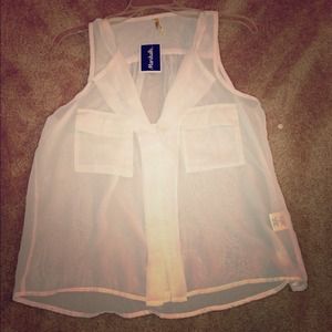 Sheer off white high low shirt