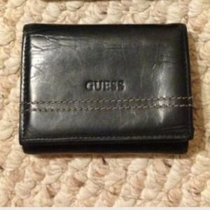 Bundle 2 men's black leather Guess wallets