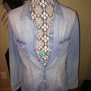 Denim tattered, faded shirt