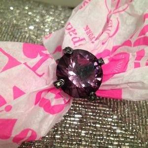 BCBG Gunmetal Plum Stone Ring (Size 7)