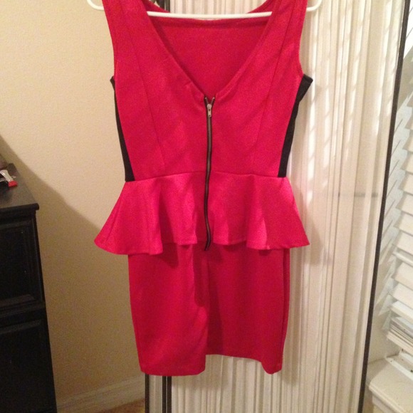 SOLD - Red Peplum Dress - Picture 2 of 4