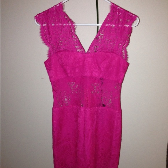 bcbg pink lace dress