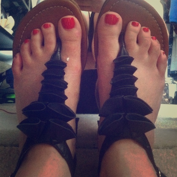 Sold-Like new cute black sandals