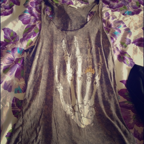 ⛔SOLD⛔Long tank with skeleton hand print