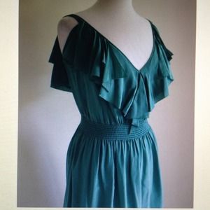 REBECCA TAYLOR ruffled teal/green dress.