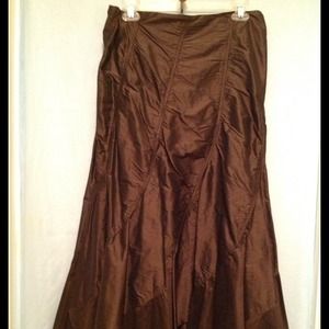 Brown 100% silk skirt
