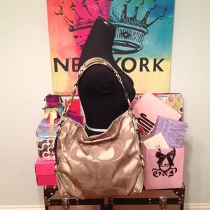 Coach Large Signature Mirrored Leather Carly