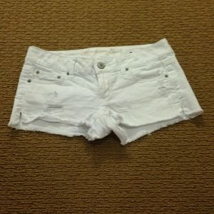 American Eagle white denim shorts