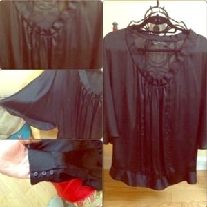 Zara Oversized Black Silk Blouse