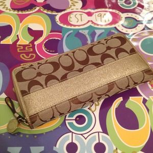 Coach Signature Stripe Accordion Wallet