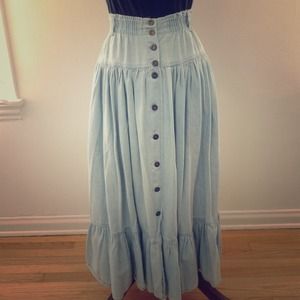 Vintage Candie's Prairie Style Washed Denim Skirt