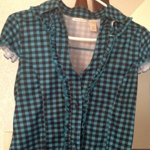 Teal & black checker top!