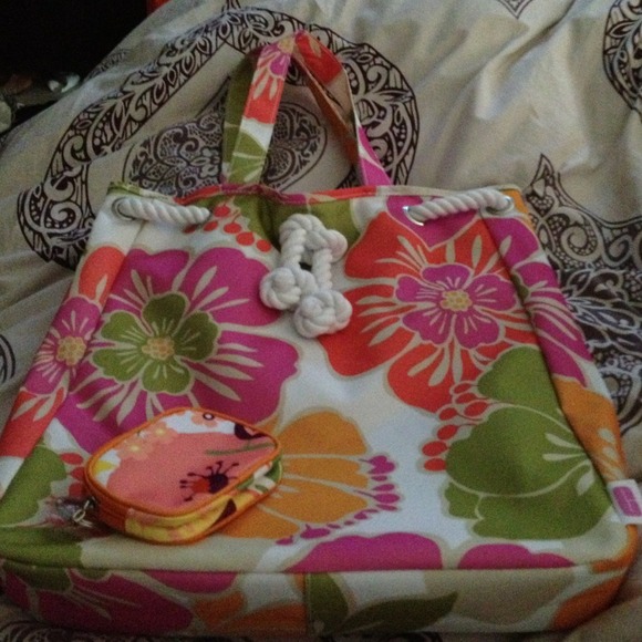 Floral bag with matching keyring pouch