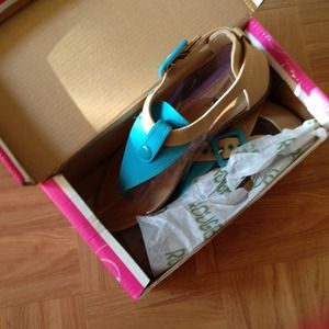 Sea foam green And beige flats... Never worn