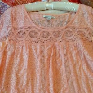 SOLD Pretty Pink American Eagle Lace Tee