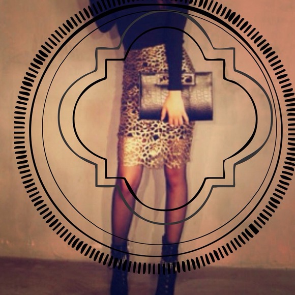 Arad Dresses & Skirts - ⭐Host Pick⭐ Gold Lace Pencil Skirt with Black Slip