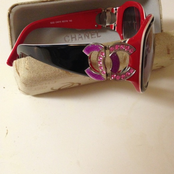 Chanel red sunglasses