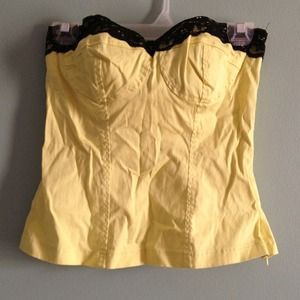Yellow Lace trim corset top. Denim material