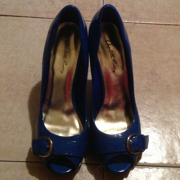 Charlotte Russe Bright Blue Open-Toe Stilletos Sz7 - Picture 2 of 4