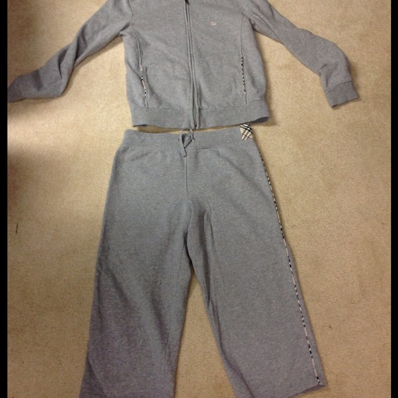 Burberry capri and matching zip up sweatshirt.