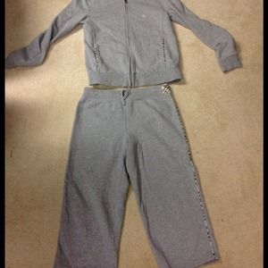 Burberry capri and matching zip up sweatshirt.