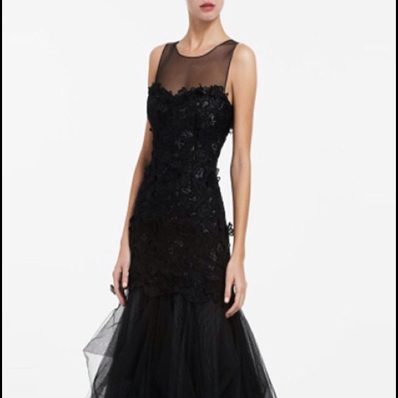 BCBGMaxAzria Dresses & Skirts - BCBG  Rita Black Lace Tulle Petal Gown