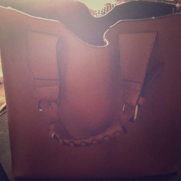 Faux leather market tote handbag