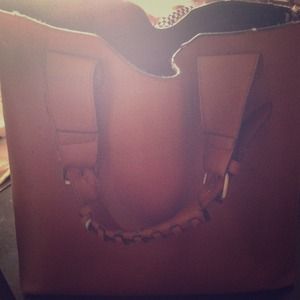 Faux leather market tote handbag