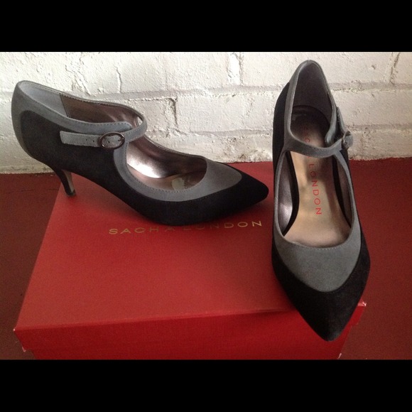 Sacha London black/grey kid suede