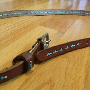 Brown belt with turquoise beading