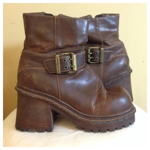 Brown vintage platform boots