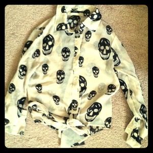 Skull button up w/ mesh back.