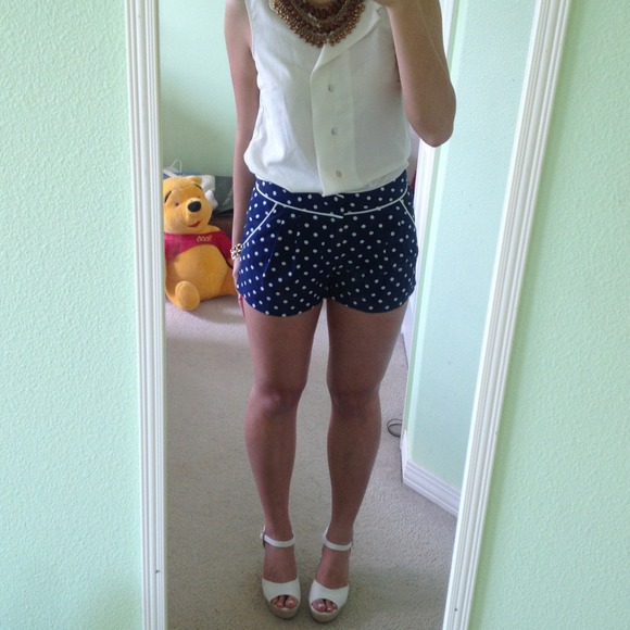 Navy blue polka dot shorts
