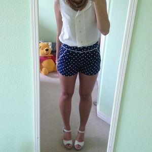 Navy blue polka dot shorts