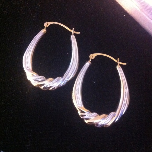 14k white and yellow gold hoop earrings