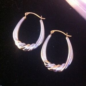 14k white and yellow gold hoop earrings