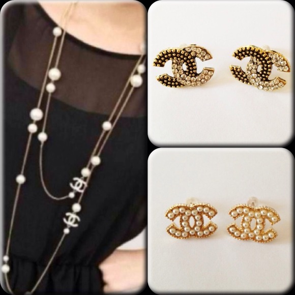 CHANEL Jewelry - Long Fashion Necklace & 2 pr logo stud earrings 🔱