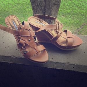 Brand new Charles David Brown leather wedges!