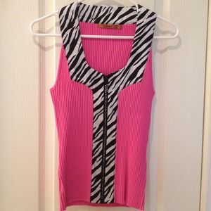 BELLDINI Top Hot Pink Sleeveless Top with Zebra