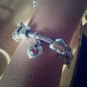 SOLD! Pandora PINK SAPPHIRE heart dangle charm!
