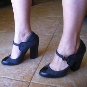 Gorgeous Chanel black and gray Mary Janes