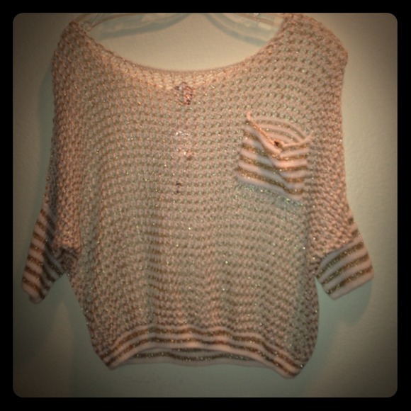 Cream and Gold Knit Crop