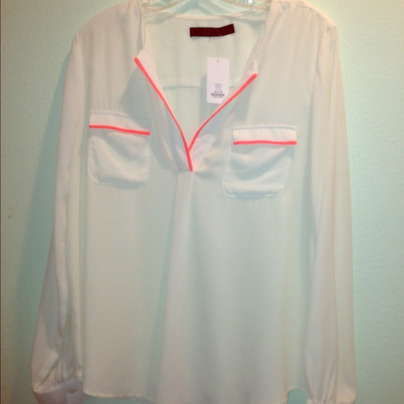 Neon piped blouse
