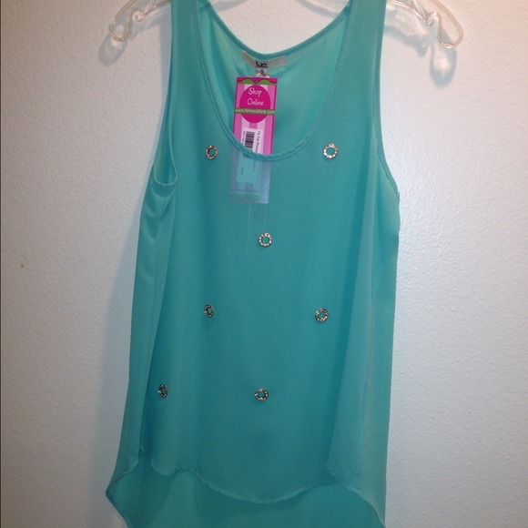 Seafoam green and rhinestone tank
