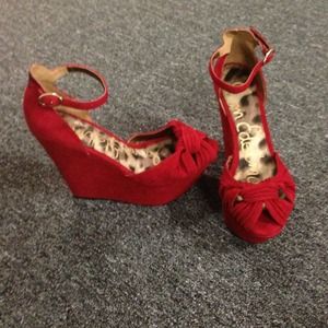 Cherry Red BRAND NEW NEVER WORN Wedges
