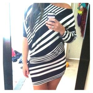 Asymmetrical nautical stretch dress