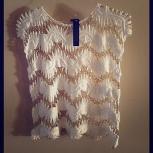 Somewhat see through shirt.. White and Gold