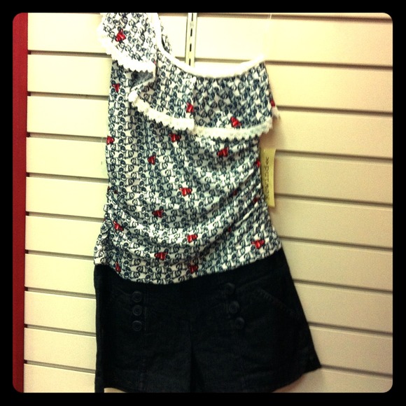 Blue dress short , one sided sleeve