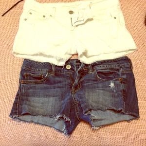 BUNDLE American Eagle White and Blue Denim Shorts