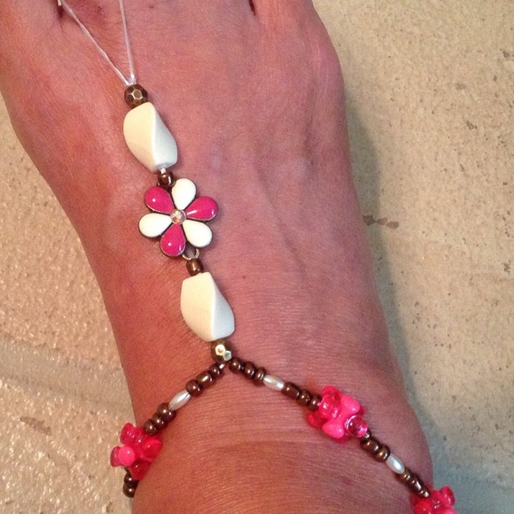 SOLD...SOLD...37. Barefoot Sandals - pink, cream - Picture 2 of 4